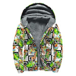 Exotic Tropical Giraffe Pattern Print Sherpa Lined Zip Up Hoodie