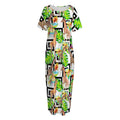 Exotic Tropical Giraffe Pattern Print Short Sleeve Long Nightdress