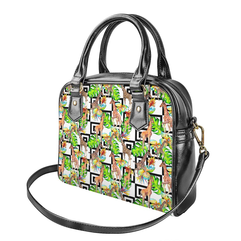 Exotic Tropical Giraffe Pattern Print Shoulder Handbag