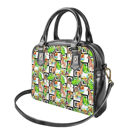 Exotic Tropical Giraffe Pattern Print Shoulder Handbag