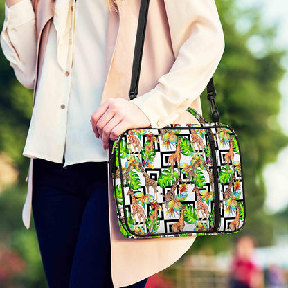 Exotic Tropical Giraffe Pattern Print Shoulder Strap Bible Bag