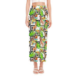Exotic Tropical Giraffe Pattern Print Side Slit Maxi Skirt