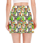 Exotic Tropical Giraffe Pattern Print Side Slit Mini Skirt