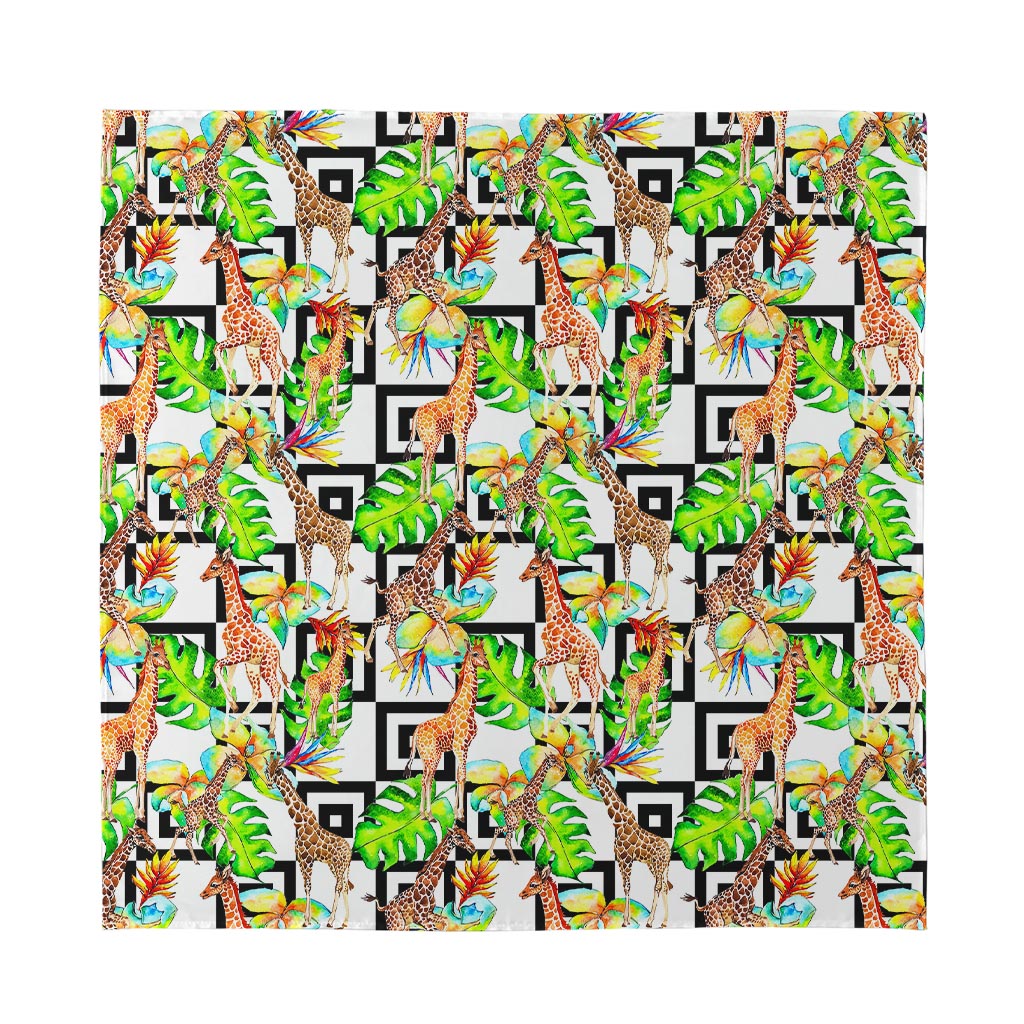 Exotic Tropical Giraffe Pattern Print Silk Bandana