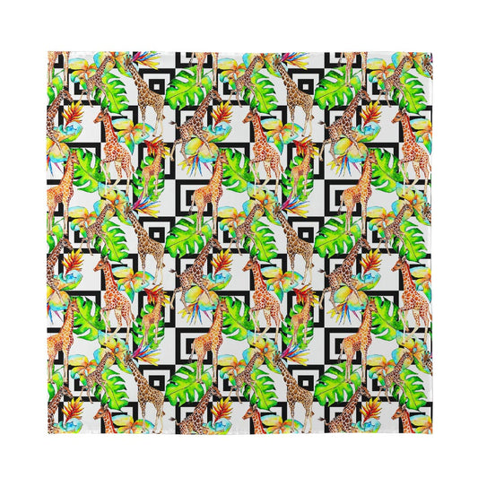 Exotic Tropical Giraffe Pattern Print Silk Bandana