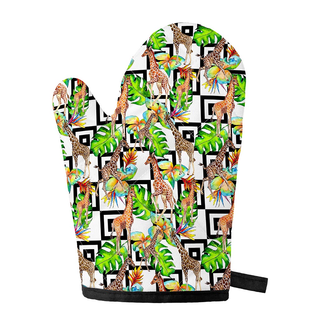 Exotic Tropical Giraffe Pattern Print Single Oven Mitt