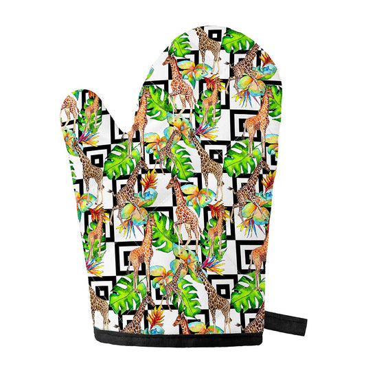 Exotic Tropical Giraffe Pattern Print Single Oven Mitt
