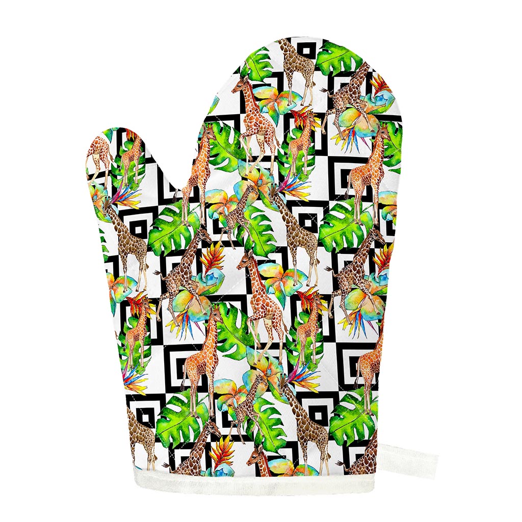 Exotic Tropical Giraffe Pattern Print Single Oven Mitt