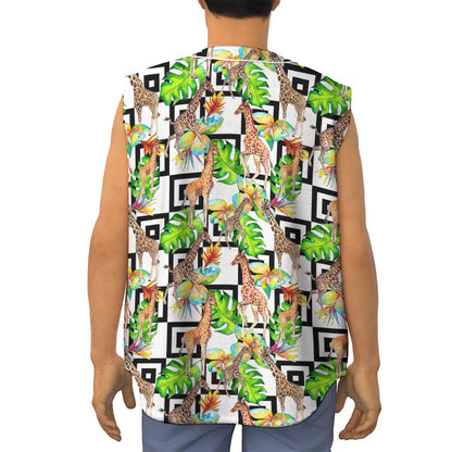 Exotic Tropical Giraffe Pattern Print Sleeveless Baseball Jersey