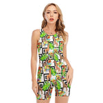 Exotic Tropical Giraffe Pattern Print Sleeveless One Piece Swimsuit
