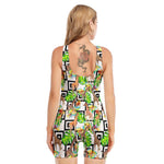Exotic Tropical Giraffe Pattern Print Sleeveless One Piece Swimsuit