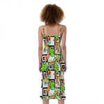 Exotic Tropical Giraffe Pattern Print Slim Fit Midi Cami Dress