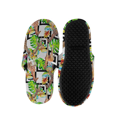 Exotic Tropical Giraffe Pattern Print Slippers