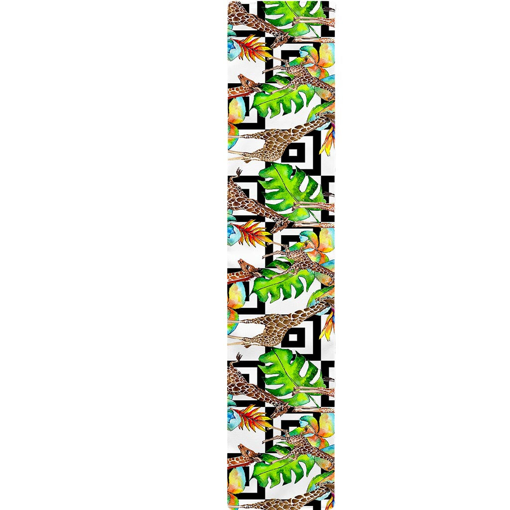 Exotic Tropical Giraffe Pattern Print Table Runner