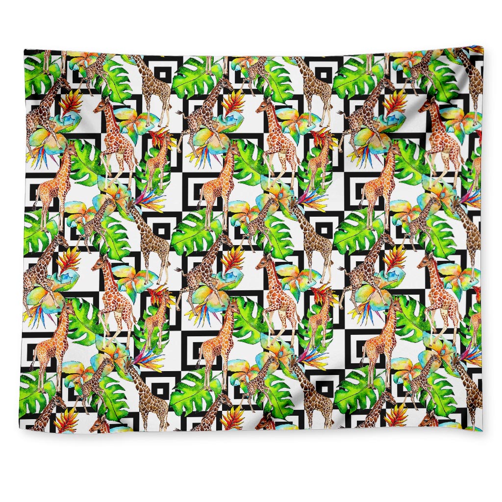 Exotic Tropical Giraffe Pattern Print Tapestry
