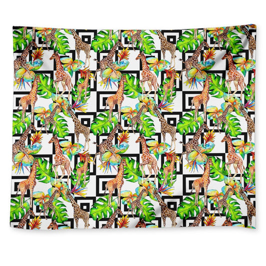 Exotic Tropical Giraffe Pattern Print Tapestry