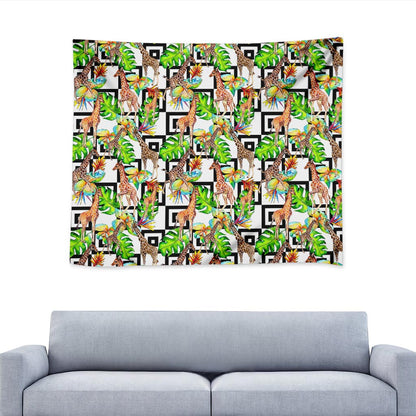 Exotic Tropical Giraffe Pattern Print Tapestry