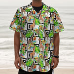 Exotic Tropical Giraffe Pattern Print Textured Short Sleeve Shirt
