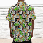 Exotic Tropical Giraffe Pattern Print Textured Short Sleeve Shirt