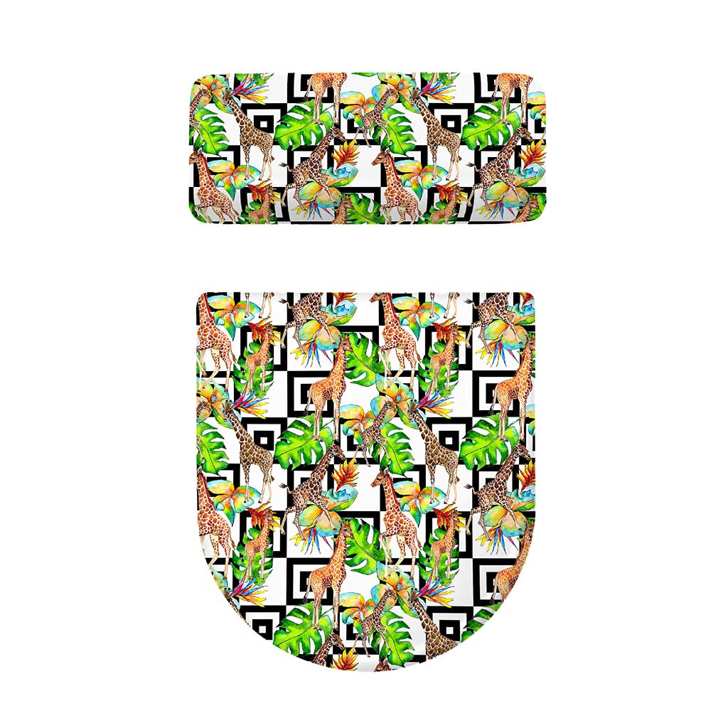 Exotic Tropical Giraffe Pattern Print Toilet Lid And Tank Cover Set