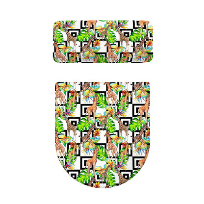 Exotic Tropical Giraffe Pattern Print Toilet Lid And Tank Cover Set