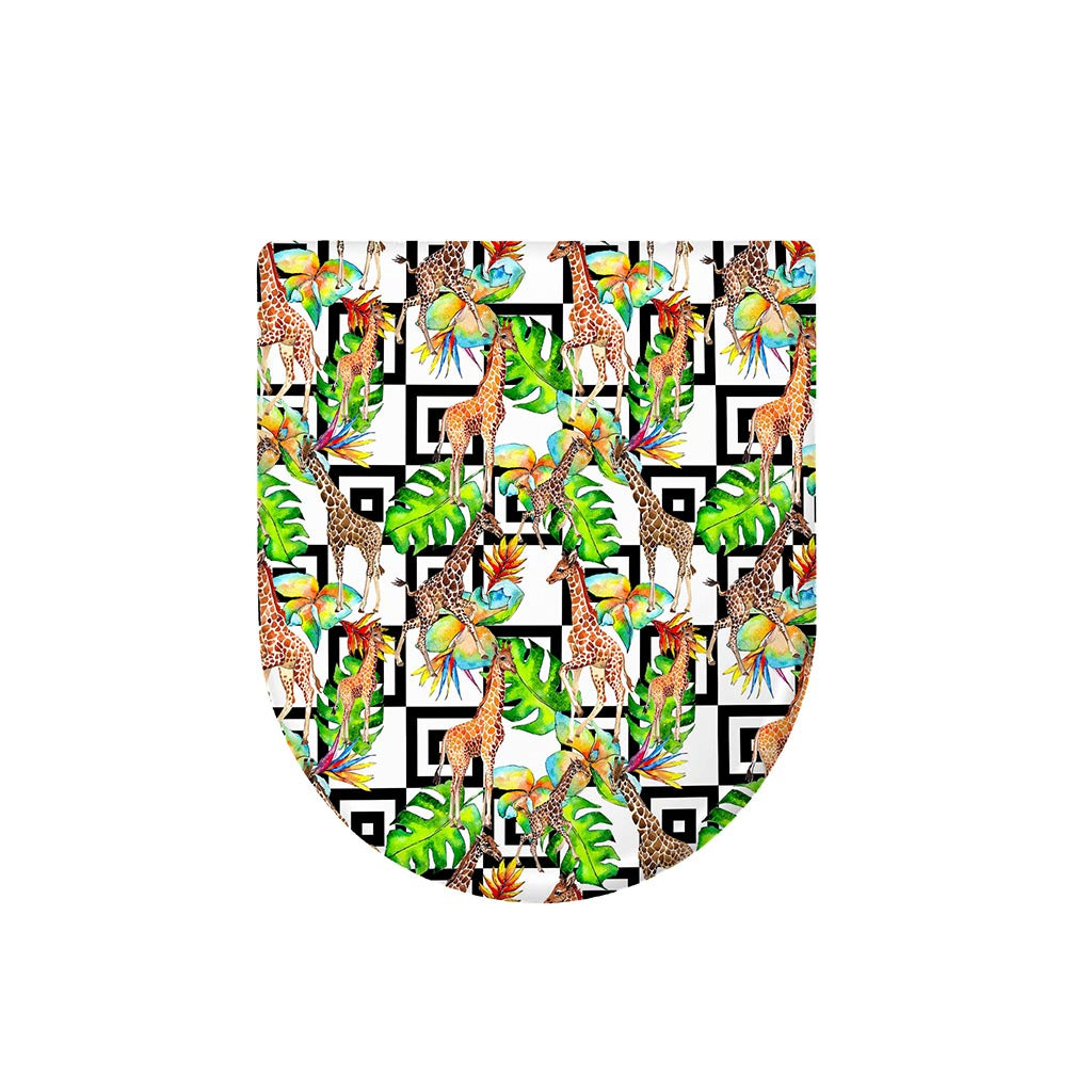Exotic Tropical Giraffe Pattern Print Toilet Lid Cover