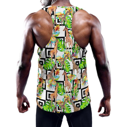 Exotic Tropical Giraffe Pattern Print Training Tank Top