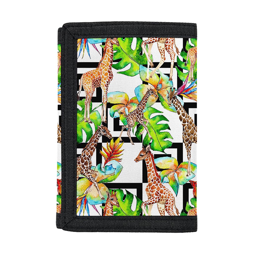 Exotic Tropical Giraffe Pattern Print Trifold Wallet