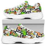 Exotic Tropical Giraffe Pattern Print White Chunky Shoes