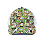 Exotic Tropical Giraffe Pattern Print White Mesh Trucker Cap
