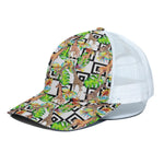 Exotic Tropical Giraffe Pattern Print White Mesh Trucker Cap