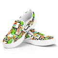 Exotic Tropical Giraffe Pattern Print White Slip On Sneakers