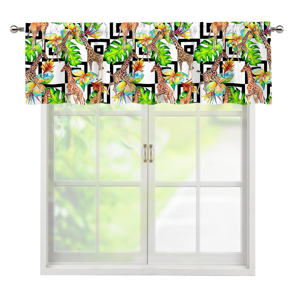 Exotic Tropical Giraffe Pattern Print Window Valance
