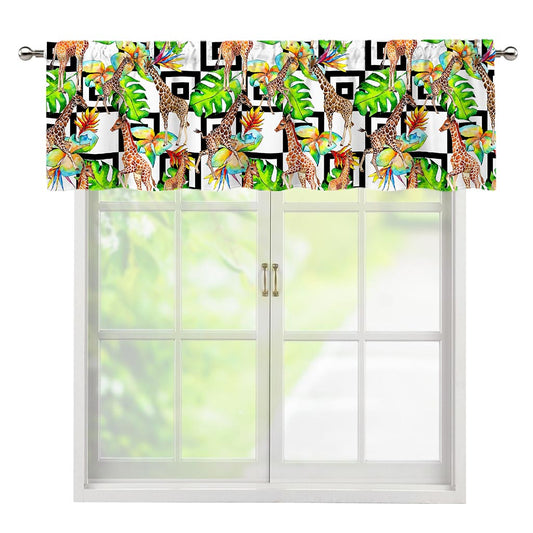 Exotic Tropical Giraffe Pattern Print Window Valance