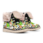 Exotic Tropical Giraffe Pattern Print Winter Boots