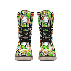 Exotic Tropical Giraffe Pattern Print Winter Boots