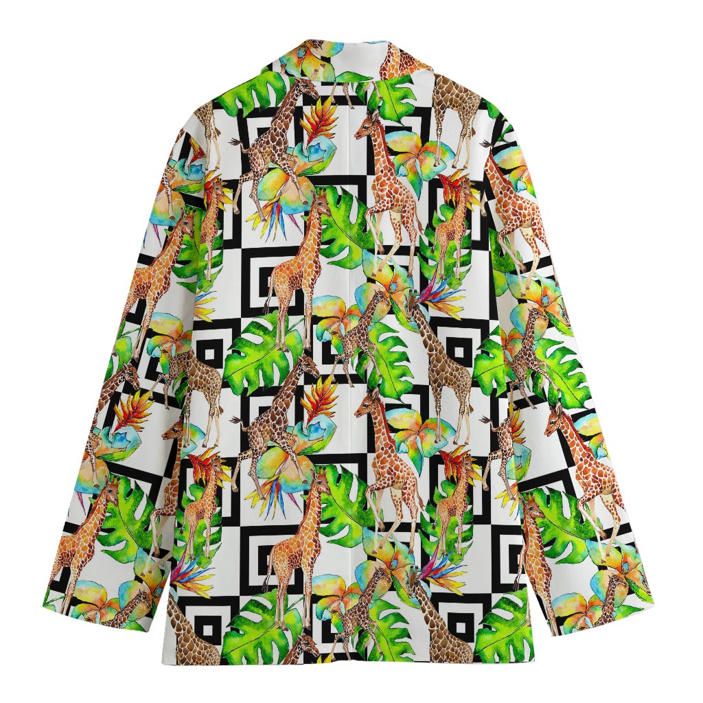 Exotic Tropical Giraffe Pattern Print Women's Blazer