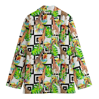 Exotic Tropical Giraffe Pattern Print Women's Blazer