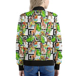 Exotic Tropical Giraffe Pattern Print Women's Bomber Jacket