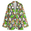 Exotic Tropical Giraffe Pattern Print Women's Cotton Blazer