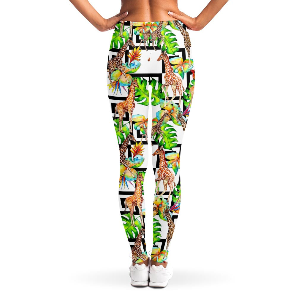 Exotic Tropical Giraffe Pattern Print Women's Leggings