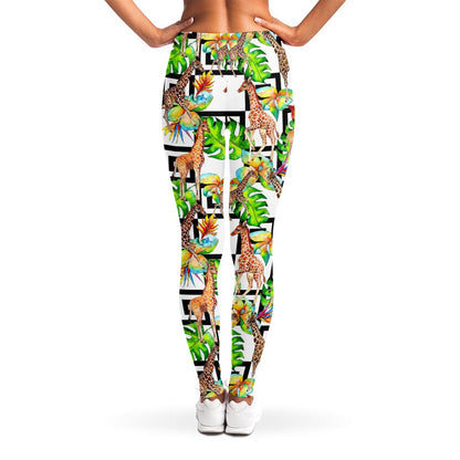 Exotic Tropical Giraffe Pattern Print Women's Leggings