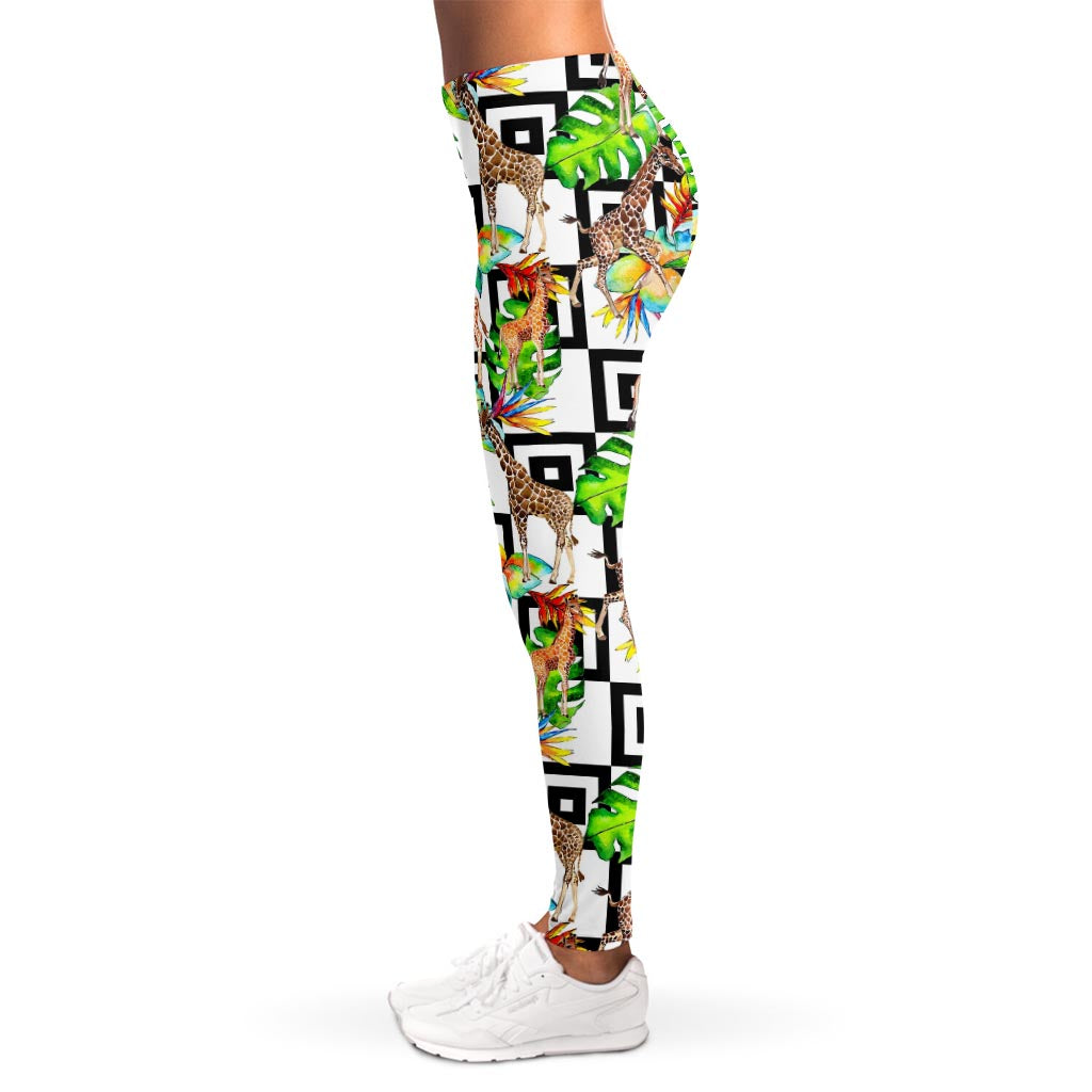 Exotic Tropical Giraffe Pattern Print Women's Leggings