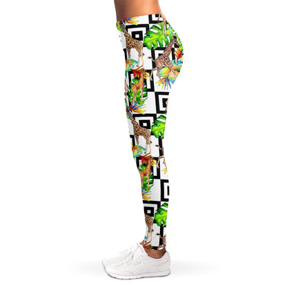 Exotic Tropical Giraffe Pattern Print Women's Leggings