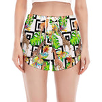 Exotic Tropical Giraffe Pattern Print Women's Split Running Shorts