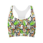 Exotic Tropical Giraffe Pattern Print Women's Sports Bra
