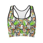 Exotic Tropical Giraffe Pattern Print Women's Sports Bra
