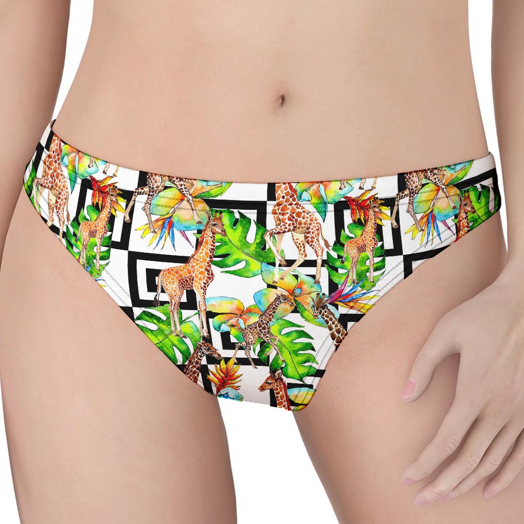 Exotic Tropical Giraffe Pattern Print Women's Thong