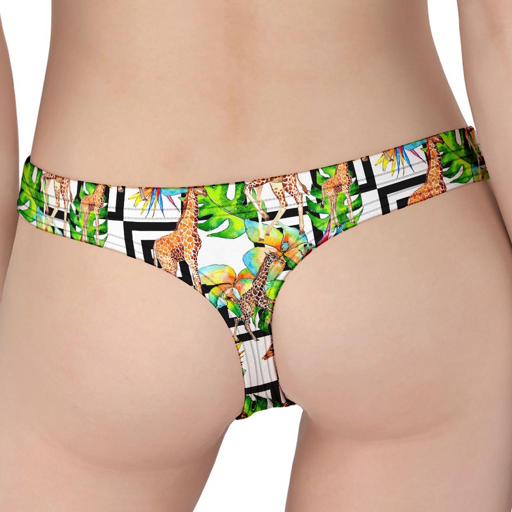 Exotic Tropical Giraffe Pattern Print Women's Thong