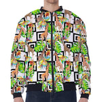 Exotic Tropical Giraffe Pattern Print Zip Sleeve Bomber Jacket